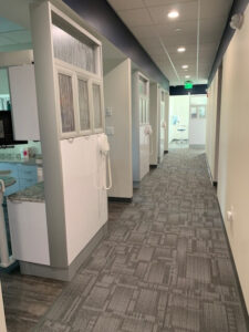 hallway leading to the dental exam rooms at South Shore Dentistry